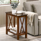 Tavolino Farmhouse da 30 cm con 1 ripiano in finto marmo