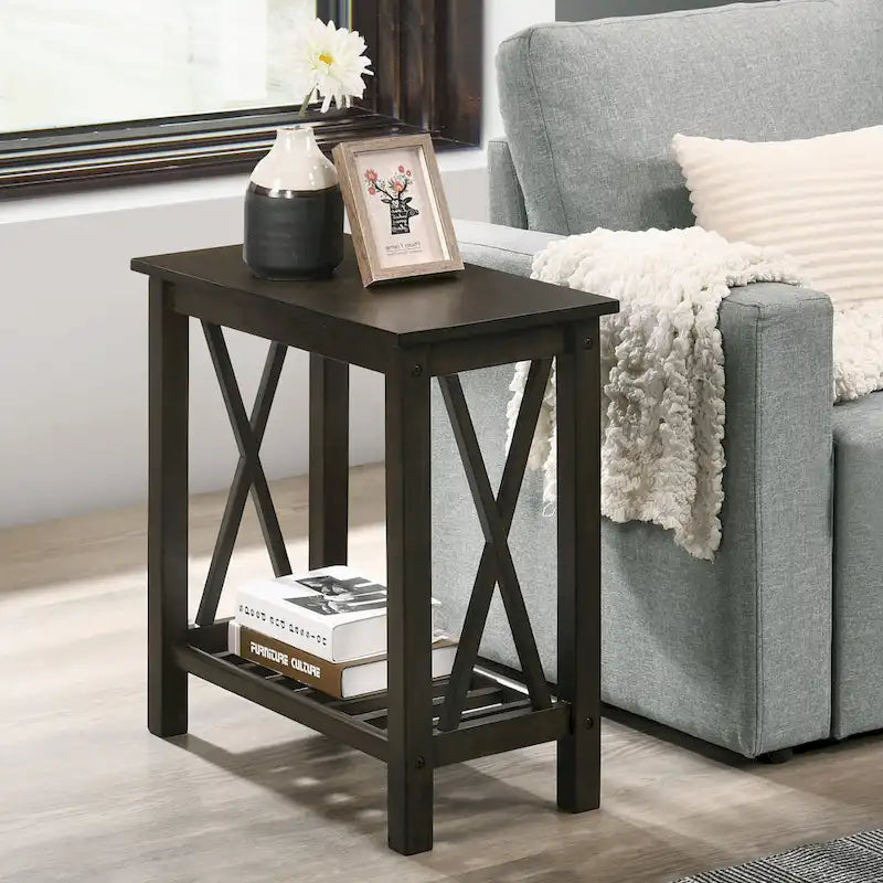 Tavolino Farmhouse da 30 cm con 1 ripiano in finto marmo