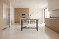 Kitchen Island with Marble Top in White and Gray