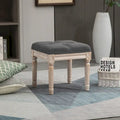 15,75 Pouf Vintage, Poggiapiedi Trapuntato con Seduta Imbottita, Gambe in Legno Rustico per Camera da Letto, Soggiorno