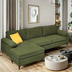 Moderno divano convertibile chaise longue in poliestere con gambe in metallo per soggiorno