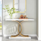 Consolle moderna effetto marmo con base geometrica, larghezza 40