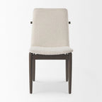 Sedia da pranzo con seduta imbottita in bouclé crema e struttura in legno marrone scuro