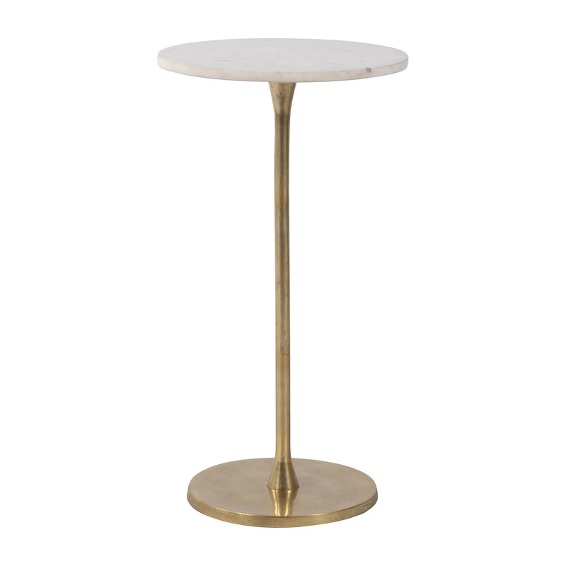 Tavolino tondo accentato 24H Gold and White con struttura in alluminio/pietra per uno spazio abitativo elegante e funzionale