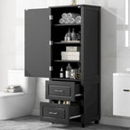Mobiletto da bagno alto indipendente con anta, 2 cassetti e ripiano regolabile